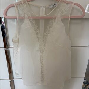 Sandro Lace Detail Cream Top